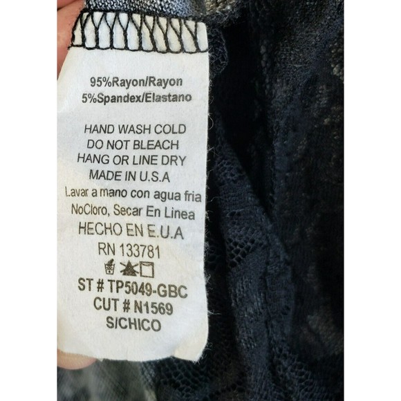 Mary Jane Tank Top Women Size Small Animal Print Lace Back Black Gray USA - Picture 9 of 9